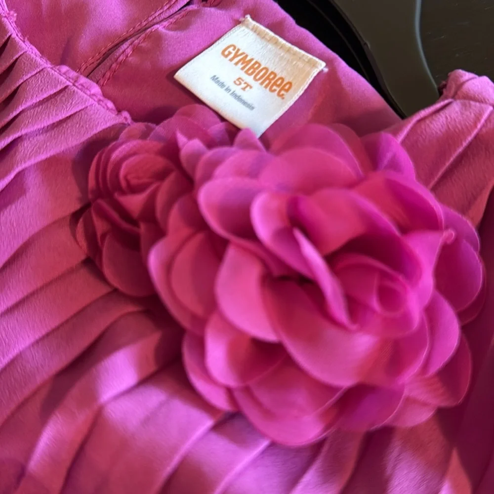 Gymboree Girl’s Plisse A Line Dress Sleeveless With Flowers Size 5T